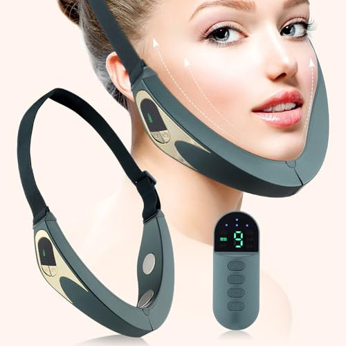 Massaggiatore dimagrante viso, strumento di bellezza per il viso a V, 6 modalità, 9 marce, dispositivo dimagrante senza fili, telecomando senza fili, 4 grandi testine massaggianti