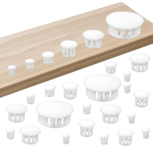 180 Pcs White Screw Caps, Screw Covers White, Plastic Hole Plug Set, Wall Hole Cover, In Locking Caps In Assorted Sizes for Wardrobes, Kitchens, Walls And Floors