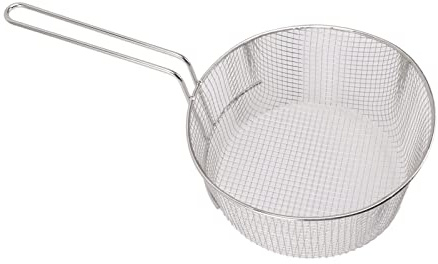 Akozon Panier à Frites en Acier Inoxydable de 23 Cm pour Frites et Cuisses de Poulet – Passoire à Huile Robuste pour Usage Domestique et Commercial (Acier Inoxydable 2)