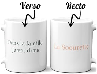 DECOHO – Pack tazas para toda la familia – Juego de 2 a 5 tazas personalizables familia – Cerámica, 33 cL – Personalizado en Francia