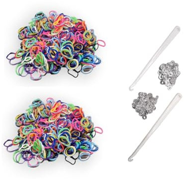 Loom Bänder Set für Kinder 1200 gummibänder mit S-haken und 2 Häkelnadeln - Kreatives Armbänder Selber Machen (Neon mix 3)