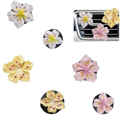XBFOCNH 6 Pièces Clips de Ventilation de Fleur Marguerite Clips pour Grille D'aération de Climatisation de Marguerite Clip de Ventilation Convient Aux Bouches D'aération des Voitures,etc