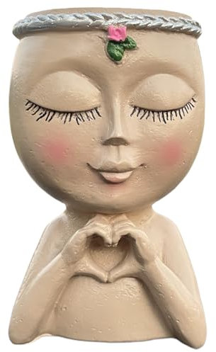 Face Planters Pots,Head Unique Face Flower Pot,Head Succulent Planter with Drainage for Balcony Garden Yard