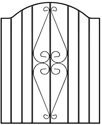 Stirling Scroll Low Bow Top Metal Garden Gate Galvanised Wrought Iron Style Swing Gate (880mm Gap x 946mm High HESB)