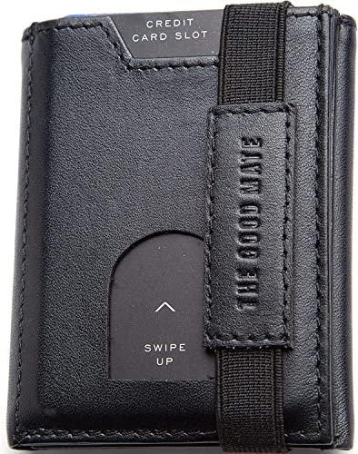 The Good Mate Portafoglio uomo slim con portamonete, scomparto banconote tradizionale e porta carte credito schermato - Portafogli in pelle vera | Smart wallet piccolo e sottile | Portacarte RFID