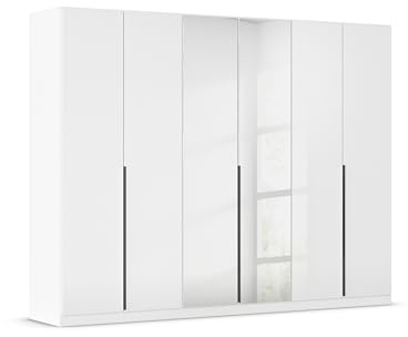 Rauch Möbel Alabama, Kleiderschrank, Hochglanz Weiß/Weiß, Breite 271 cm | Schrank, 6-türig, mit Spiegel, Zubehör Premium, für Schlafzimmer, Kinderzimmer, Homeoffice, Gästezimmer, Garderobe, Flur