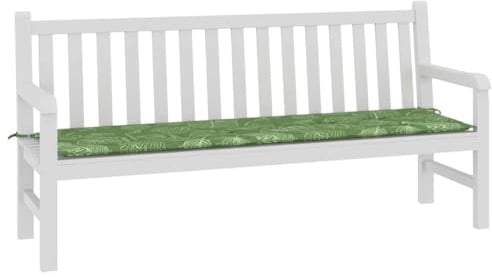vidaXL Garden Bench Cushion Floral Green 180 x 50 x 4 cm Oxford fabric, Outdoor Cushion, Bench Pillow, Indoor, Elegant Design, Plush Foam-Filled, Comfortable Seating Addition