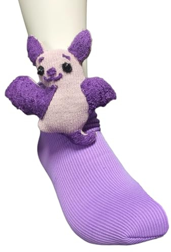 3D Knit Animal Socks,2025 2026 New Novelty Floor Sock for Christmas,Cute Novelty Animal Socks,Cute Hand Crochet Knit Sock,Winter Warm Floor socks for Adults,Breathable Anti-Sweat Design (Bat)