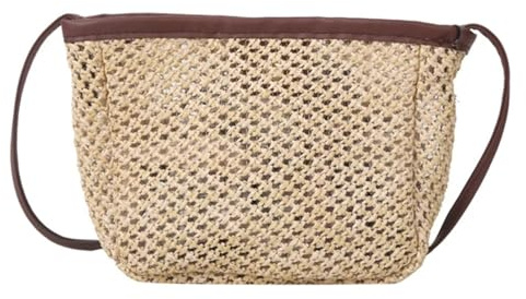 EURDFHY Sac de Paille Petits sacs à bandoulière carrés d'été en paille tressée for femmes, main et porte-monnaie de marque créateur faits la(Brown)