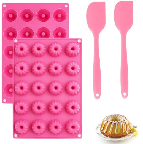 2 Stück Mini Gugelhupfform Silikon und 1 Stück Silikonkratzer,Gugelhupf Backform Klein mit Antihaftbeschichtung,Kleine Gugelhupfform mit Silikonspatel für Kuchen Muffins Brownie Pudding,Wiederverwendb