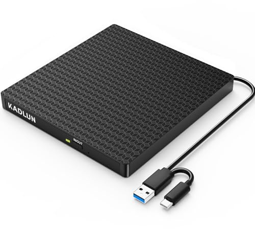 External CD DVD Drive,DVD Player for Laptop,USB 3.0 Slim Portable CD DVD Drive Burner Writer Reader Rewriter Optical External Disk Drive for Laptop Desktop PC Mac OS Windows 11/10/8/7/XP/Vista/Linux