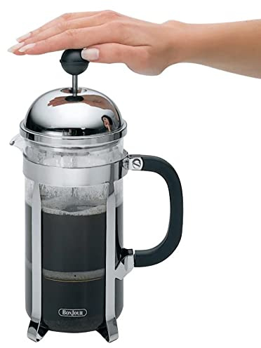 BonJour Coffee Stainless Steel French Press with Glass Carafe, 12.7-Ounce, Monet, Black Handle