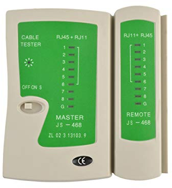 Logilink WZ0010 - Kabeltester für RJ11, RJ12, RJ45 Patch- und Telefonkabel mit Remote Einheit