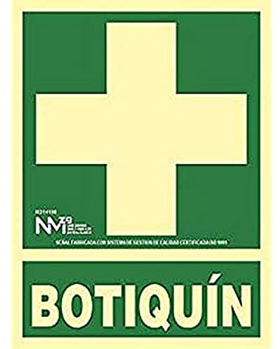 Normaluz RD14108 - Señal Luminiscente Botiquin Clase B PVC de 0.7mm con CTE, RIPCI, 22.4 x 30cm