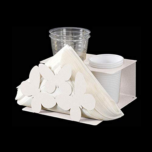 ARTI E MESTIERI SET TAVOLA PORTA BICCHIERI E TOVAGLIOLI FARFALLE BIANCO