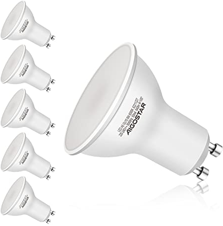 Aigostar GU10 Led kaltweiss 8W Leuchtmittel 6500K 600lumen 120 Abstrahlwinkel Milchglas Birne 5er Pack Ohne Quecksilber/Merkur