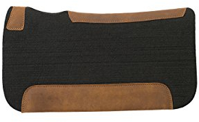 Weaver Leather All Natural 100% Wool Felt Pony Saddle Pad with Foam Insert, Black Black/Natural, 25 x 26