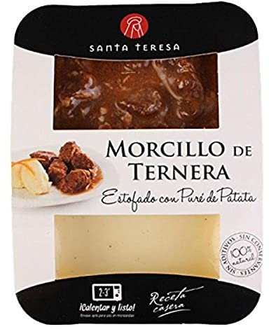 Santa Teresa - Platos Preparados Sin Conservantes ni Aditivos. ¡Calentar y Listo! (Morcillo de Ternera con Puré de Patata 250 g)