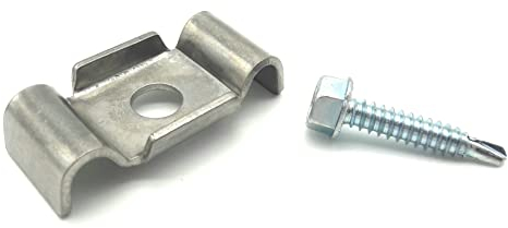 50x Befestigungset Klemmlasche Edelstahl + Bohrschraube Doppelstabmattenzaun für 6/5/6 und 8/6/8 Stabstärke geeignet