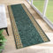 TAPISO Anti Rutsch Teppich Läufer rutschfest Brücke Meterware Grün Gelb Ornament Design Meliert Flur Küche Wohnzimmer 80 x 230 cm
