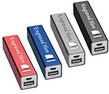 Personalised Engraved Ultra Compact Mini Metal Power Bank- Personalised Gifts For Anniversary Or Any Gift Idea, Gifts For Men, Gifts For Woman - Enter Your Custom Text (Red)