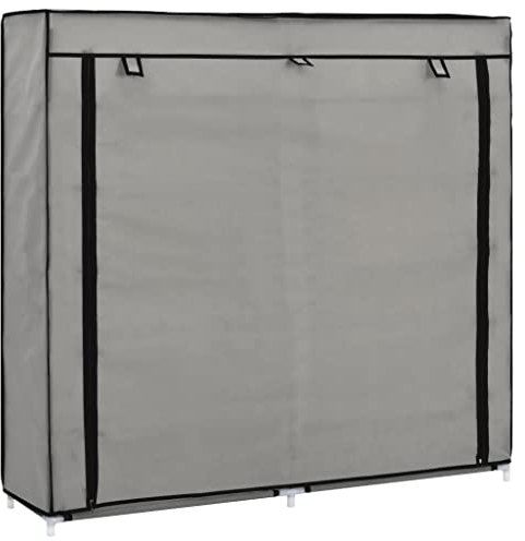 vidaXL Elegant Grey Shoe Cabinet with Fabric Cover - 5-Tier Lightweight Shoe Organizer with Zip Cover - Space-Saving Footwear Storage Solution