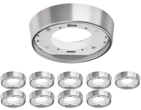 ledscom.de 10x Deckenleuchte/Lampenfassung INEL, edelstahl matt, 1x GX53 max. 25W