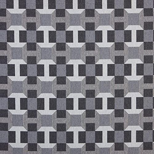 Kt KILOtela - Polsterstoff, Möbelstoff, Jacquard Gobelin, Dekostoff, Modische Accessoires, Tischdecke, Vorhang, Dekoartikel, 100 cm Länge x 280 cm Breite, Kariert, Grau - 1 Meter