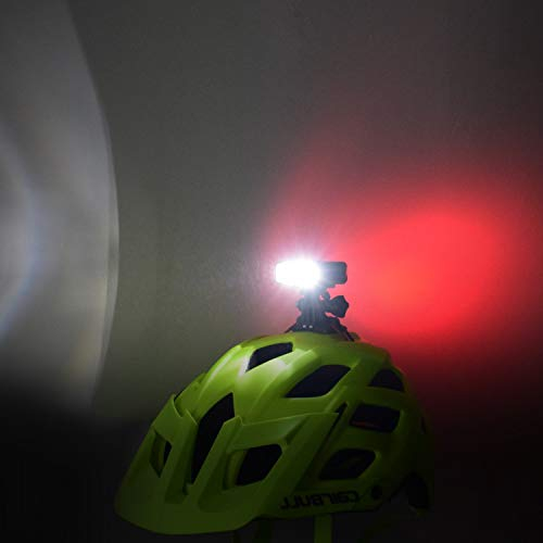 WASAGA Casco de Bicicleta Ligero, 200 Lumen LED Casco de Bicicleta Luz 3 Modos USB Recargable Impermeable Faro Delantero de Bicicleta y 5 Modos Luz Trasera de Bicicleta