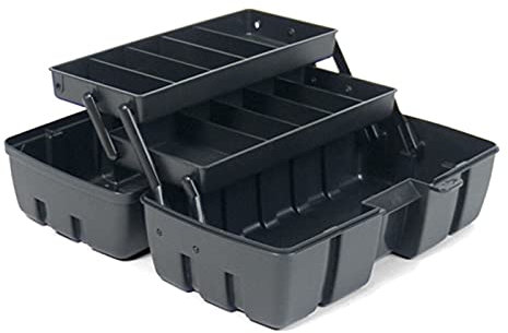 Caja para herramientas de plástico con 2 bandejas de almacenamiento de 14 x 31 x 15 cm .Arcón especial para bricolaje con distintas divisiones para guardar o almacenar utensilios.