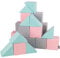 KiddyMoon Schaumstoff Würfel 14 cm Weiche Blöcke 24 Stücke Für Kinder Softbausteine UE, Mix: Hellgrau-Pink-Mint