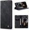 CaseMe Hülle für iPhone 12 Pro Max Vintage Dünne Handyhülle mit Kartenfach Geld Slot Ständer PU Ledertasche Flip Schutzhülle für iPhone 12 Pro Max- Schwarz