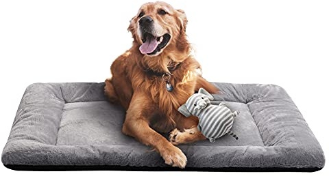 Dog Beds Crate Pad for Medium/Large Dogs Fit Dog Crates,Washable & Anti-Slip Kennel Pad for Dogs Cozy Sleeping Mat,Gray 42inch