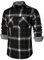 PARKLEES Chemise classique élégante à manches longues en polaire à carreaux avec poche pour homme, Noir , M