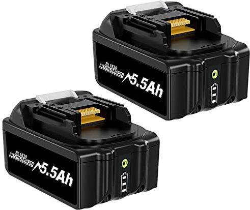 AIMAX 5.5Ah 18V Battery for Makita 2 Packs Li-Ion BL1850 Replacement Battery Compatible with Makita BL1830 BL1860 BL1840 BL1835 BL1845 194204-5 LXT-400 18V Cordless Tools