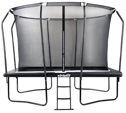 Virtufit Premium Outdoor-Rechtecktrampolin mit Sicherheitsnetz - Schwarz - 213 x 305 cm - Trampolin - Gartentrampolin