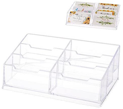 OLYCRAFT 6 poche Transparent Porte-Cartes Visite Plastique pour Cartes Visite Présentoir Transparent Présentoir Carte Jeu Étoile Porte-Cartes pour Exposition Bureau Domicile - 207x98x65 mm