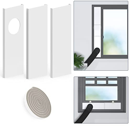 Flamorrow Trockner-Lüftungsfenster-Set, Fenster-Entlüftungs-Set für Trockner-Lüftungsschlauch mit 10,2 cm Durchmesser, verstellbare Fenster-Trockner-Belüftungspaneele mit