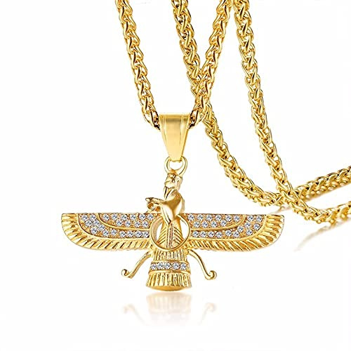 LuisFranklin Halskette Necklace Herren Damen Ketten Anhänger Schmuck Ahura Zoroastrian Farvahar Wing Halskette Anhänger Medyan Religi Achaemenian Men Jewelry