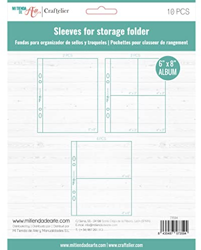 Craftelier - Set aus 10 durchsichtigen Kunststoffhüllen mit unterschiedlich großen Fächern, Kompatibel mit Stamp & Die Organiser | Größe Ca. 6 x 8 (15,24 x 20,32 cm)