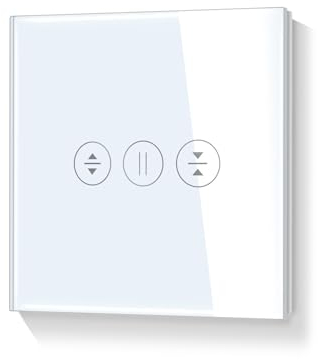 LIAONFOY WIFI Touch Rolladenschalter Wlan Jalousieschalter Sensor Glas Touchscreen Weiß Arbeiten Sie mit Alexa Tuya Google home 90-250V 2.4GHz Neutrale Linie erforderlich