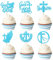 24 God Bless Tortendeko Religiösen Theme Cupcake Toppers Glitter Cross Dove of Peace God Bless Kuchen Deko Erste Heilige Kommunion Cupcake Picks für Baby Dusche Kinder Geburtstag Party Blau