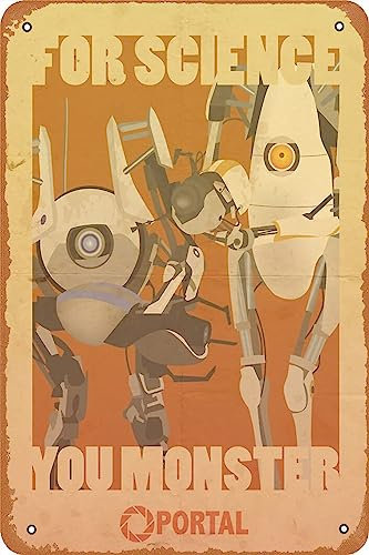 Wanddekor-Schild – Portal-Propaganda-Poster – Atlas & P-Body – Portal 2 Poster – 20,3 x 30,5 cm, Vintage-Look, Metallschild, Bar, Männerhöhle, Kunstdekoration