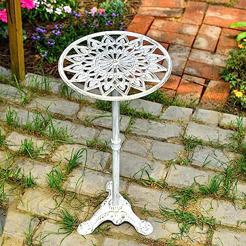 Sungmor Heavy Duty Cast Iron Potted Plant Stand, 24.2 Tall Metal Plant Stand, Vintage & Rustic Style Flower Stand Indoor Outdoor Garden Table, Decorative Flower Pot Holder for Balcony Patio