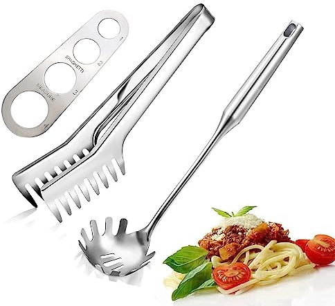 HZIYOU 3 pinze per spaghetti e pasta in acciaio inox, pinze a forma di pettine, tagliatelle per pasta e utensili da cucina
