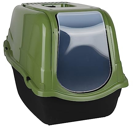 UNIQUE HOME LIVING Green Portable Hooded Cat Litter Box Covered Tray Hand Carry Travel Pet Toilet