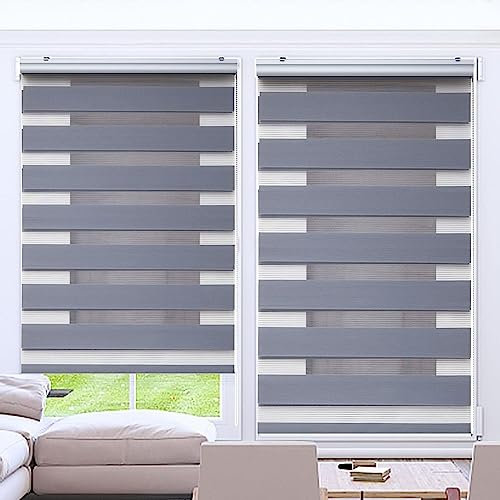 Lamellenvorhang Vertikaljalousie 30 x 220 cm Doppelter Stoff, durchscheinend Vertikaljalousie für Babyzimmer Montage-Teile inklusive für Tür und Fenster, Dunkelgrau