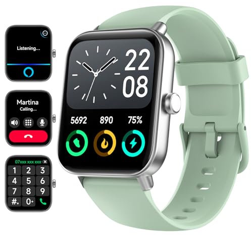 Smart Watch for Men Women - Fitness Tracker [Bluetooth Call&Alexa Built-in] with Heart Rate Monitor, Activity Tracker, Step Counter, Sleep Monitor, Smartwatch for Andriod iOS (Green)
