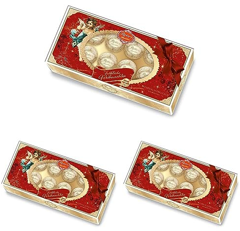 Reber Edelmarzipan-Kugeln – 30er Packung in der Weihnachts-Edition – Kugeln aus Zartbitter-Schokolade und Marzipan