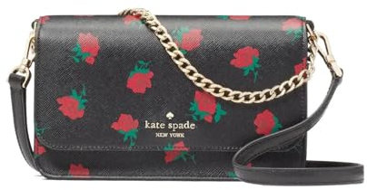 Kate Spade New York Madison Rose Umhängetasche mit kleiner Klappe, bedruckt, Schwarz / mehrfarbig, Schwarz Multi